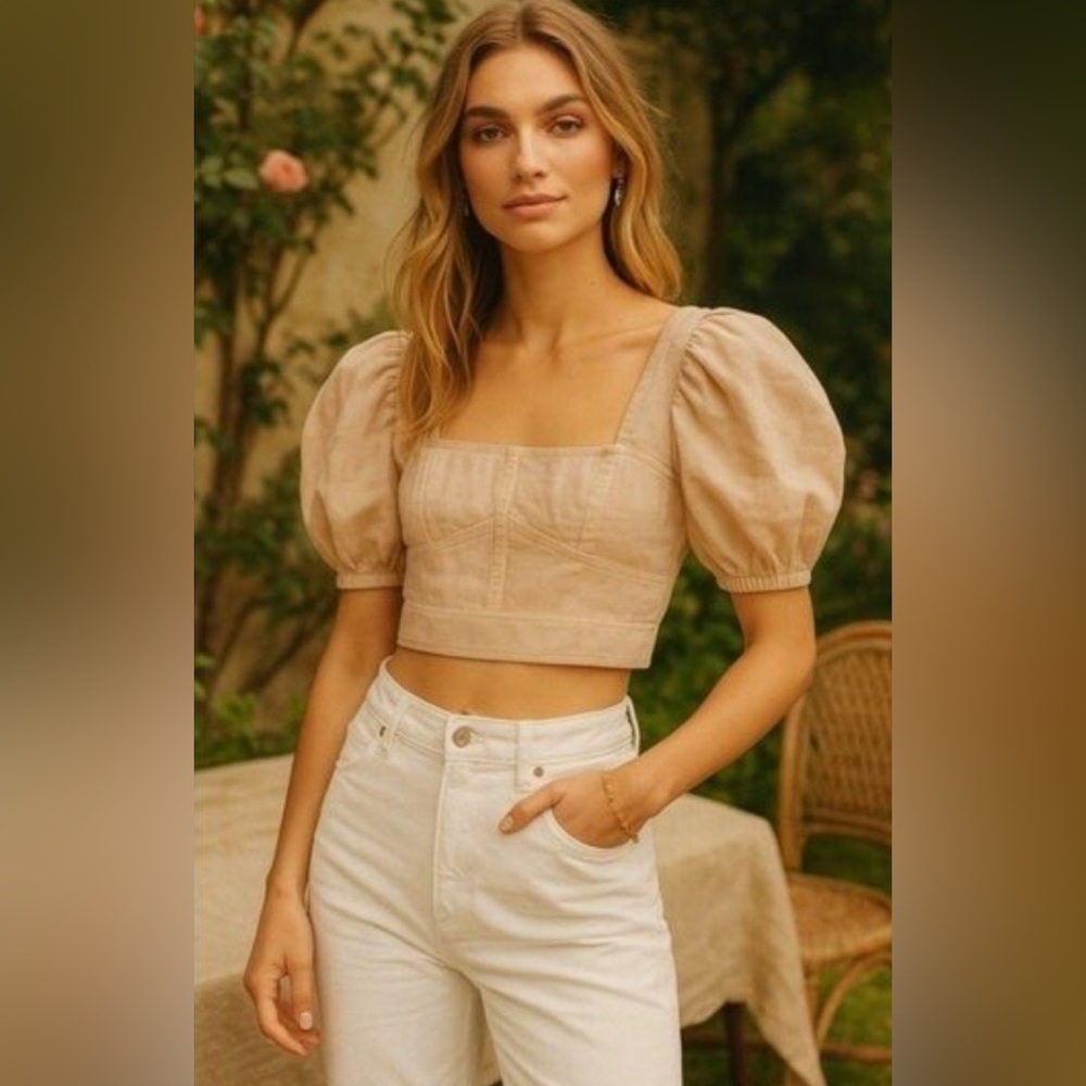 Ulla Johnson • Renee Sweetbriar Denim Crop Top • Sz 0